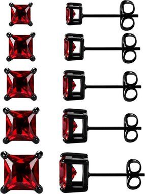 Men's 5 Pairs Stud Earrings Set - Stylish 3-7MM Hypoallergenic Jewelry